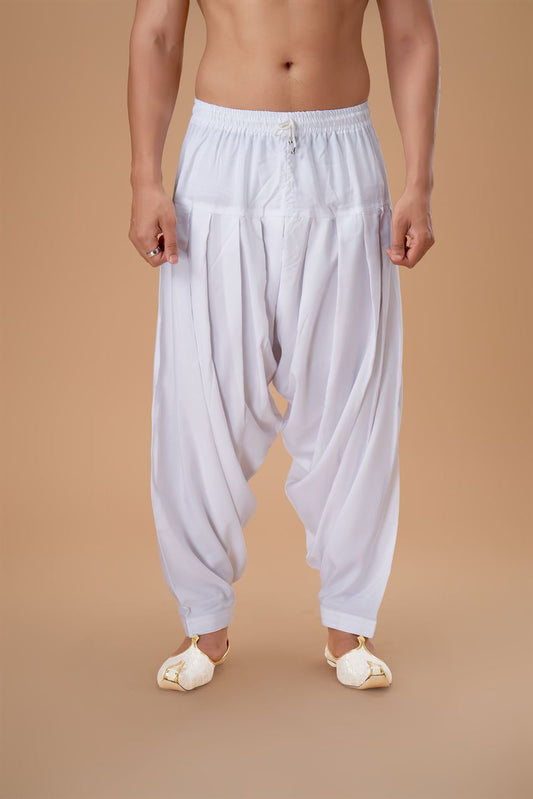 White Rayon Patiyala Plain Bottom