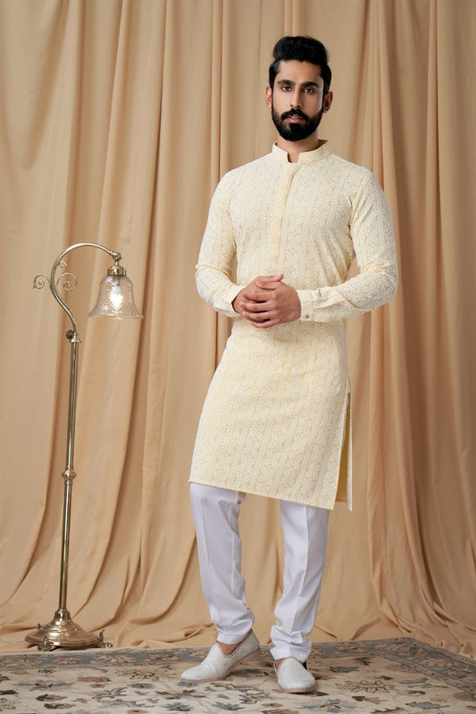 Peach Georgette Embroidered Kurta Pyjama