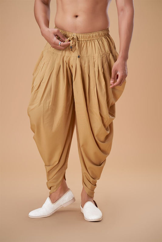 Gold Cotton Peshawari Plain Bottom