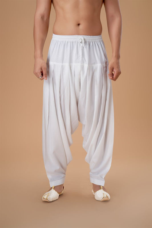 Off White Rayon Patiyala Plain Bottom