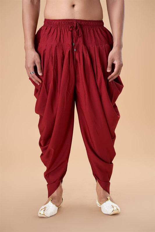 Maroon Cotton Peshawari Plain Bottom
