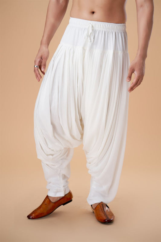 White Georgette Afghani Plain Bottom