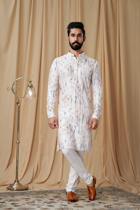 White Georgette Embroidered Kurta Pyjama