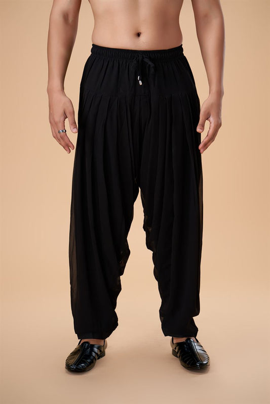 Black Georgette Semi-Afghani Plain Bottom