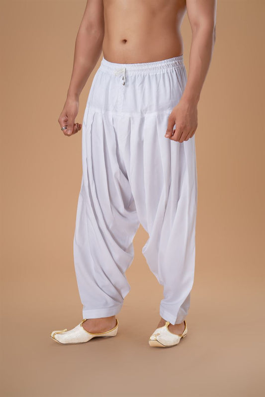 White Rayon Patiyala Plain Bottom