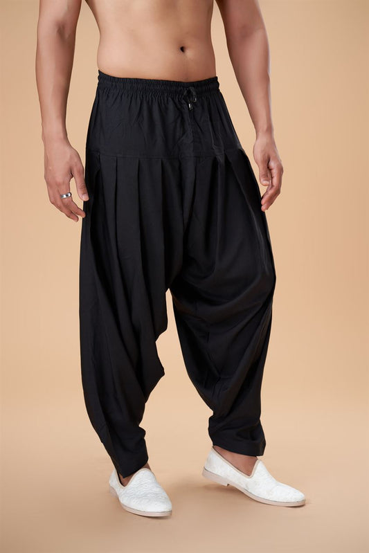 Black Rayon Patiyala Plain Bottom