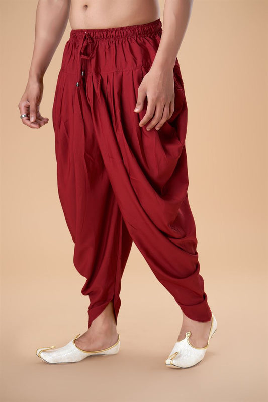 Maroon Cotton Peshawari Plain Bottom