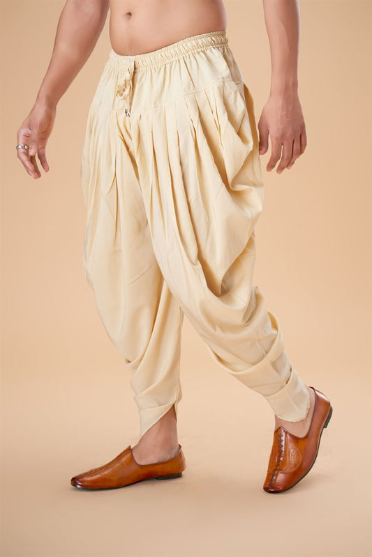 Cream Cotton Peshawari Plain Bottom