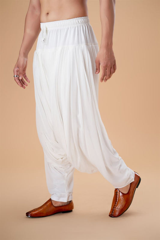 White Georgette Afghani Plain Bottom