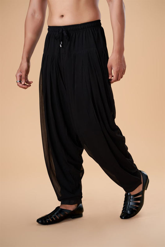 Black Georgette Semi-Afghani Plain Bottom