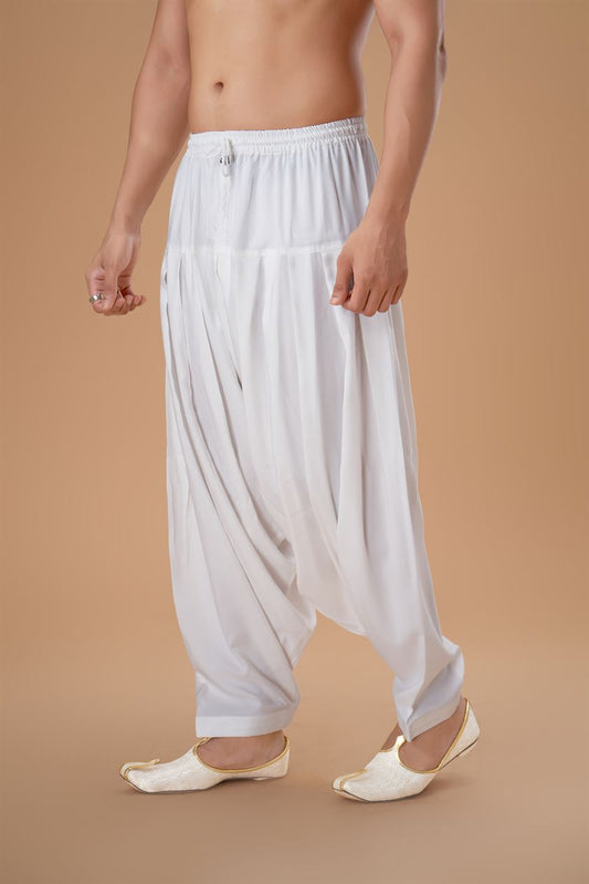 Off White Rayon Patiyala Plain Bottom