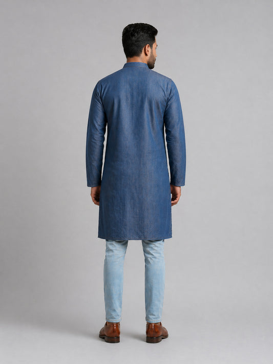 Gray Art Silk Plain Long Kurta for Casual Wear