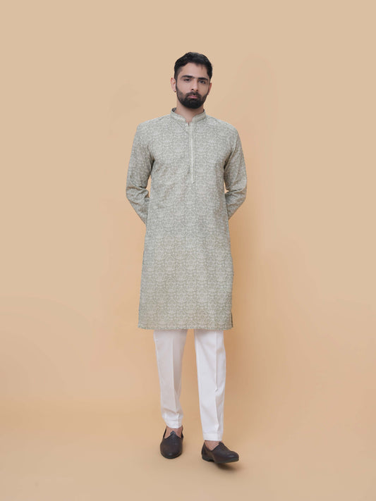 Pista Green Printed Kurta Pyjama