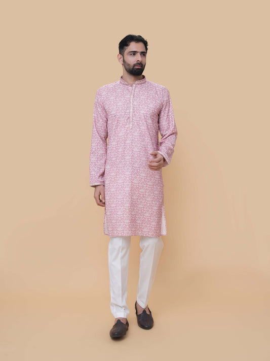 Onion Pink Printed Kurta Pyjama