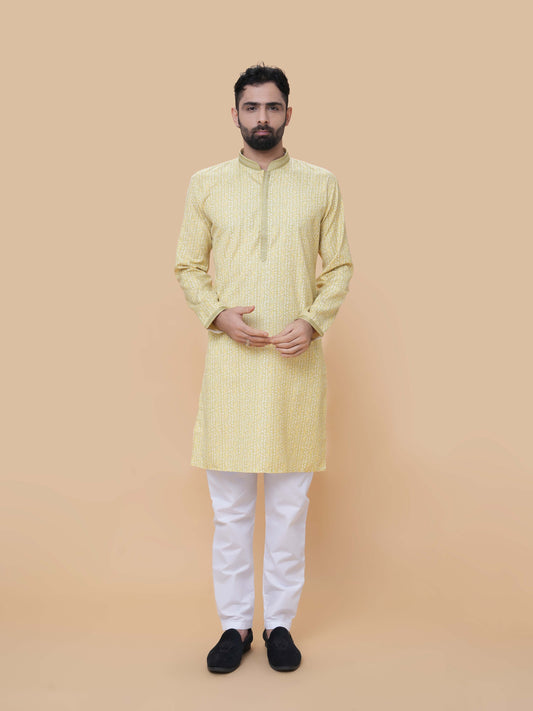 Mehendi Green Printed Kurta Pyjama