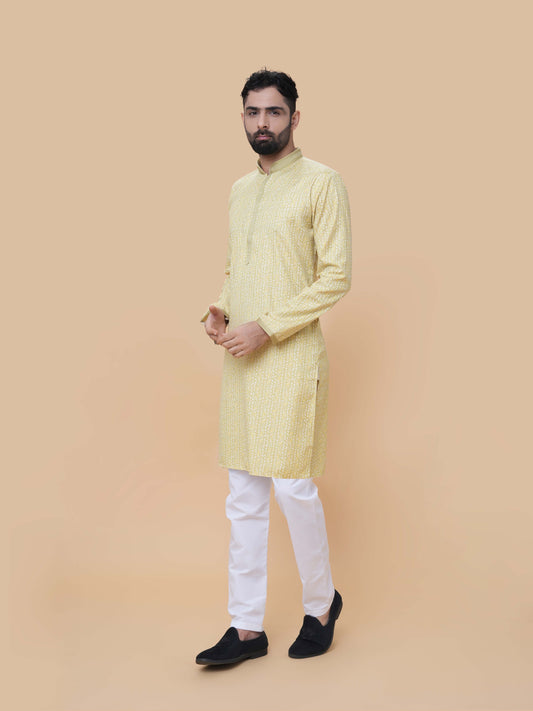 Mehendi Green Printed Kurta Pyjama
