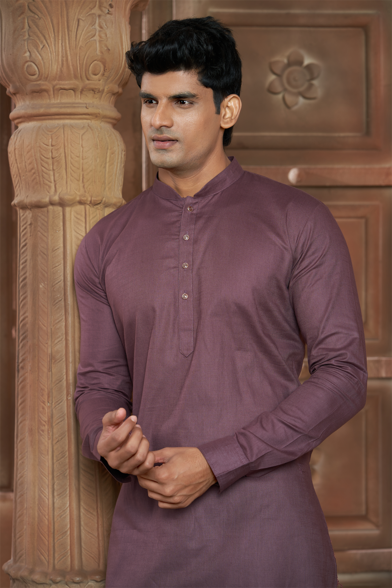 Onion Pink Pure Cotton Kurta with Matching Bottom