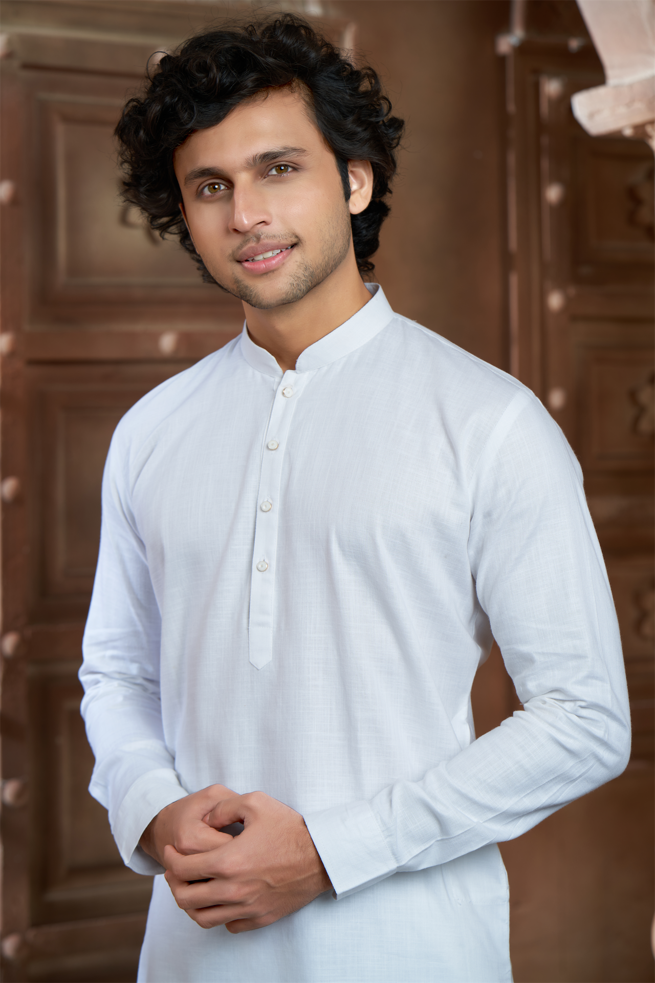 White Pure Cotton Kurta with Matching Bottom