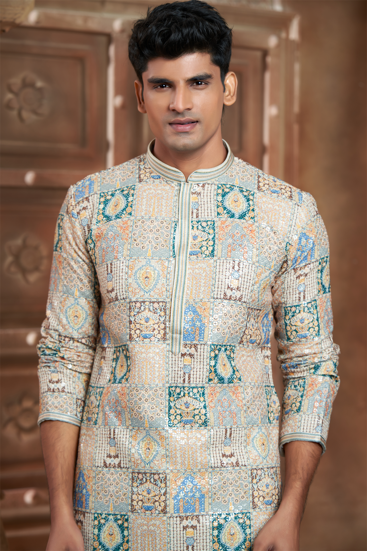 Multi-Coloured Rayon Printed Kurta Pyjama