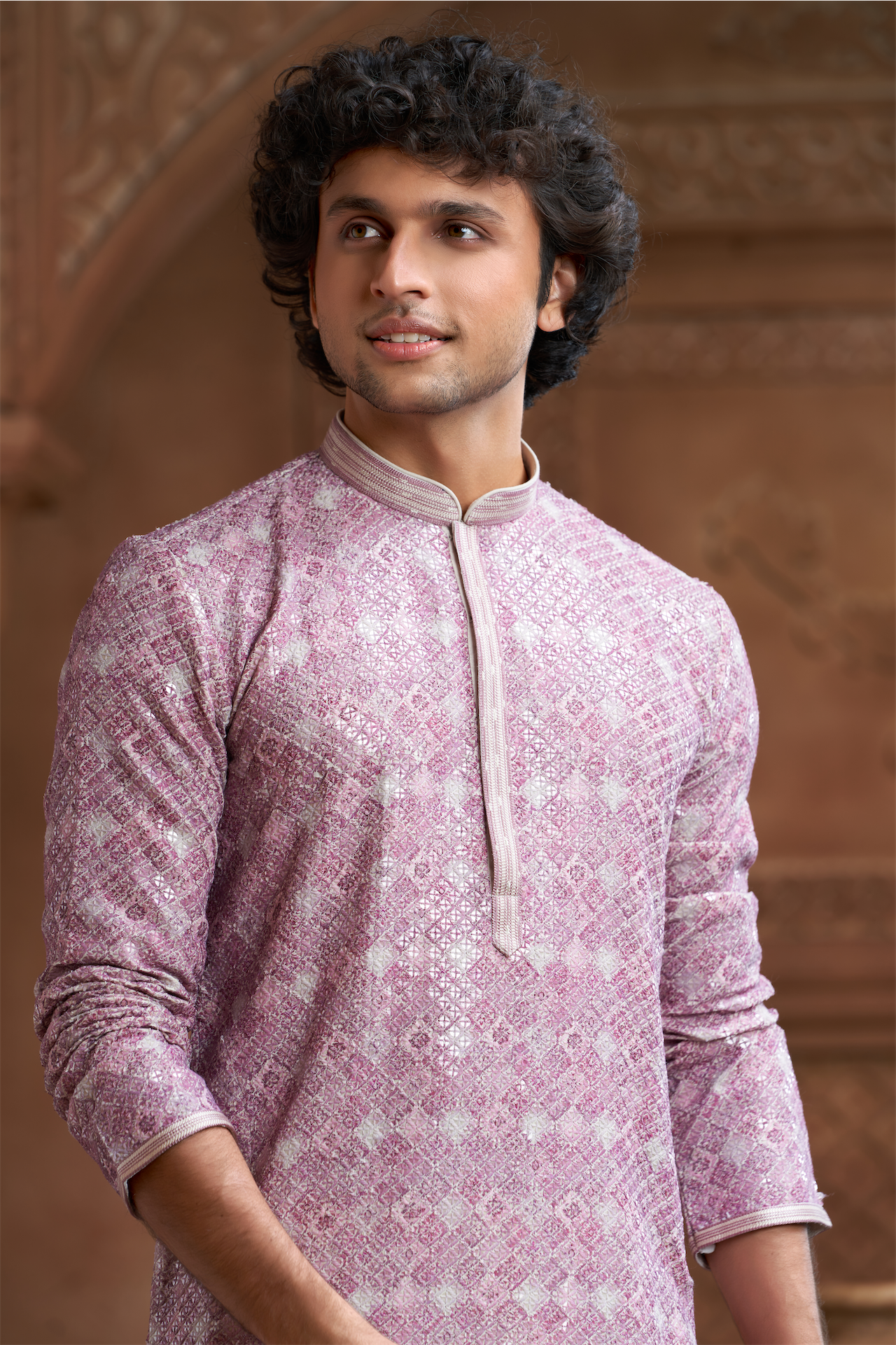 Onion Pink Rayon Printed Kurta Pyjama
