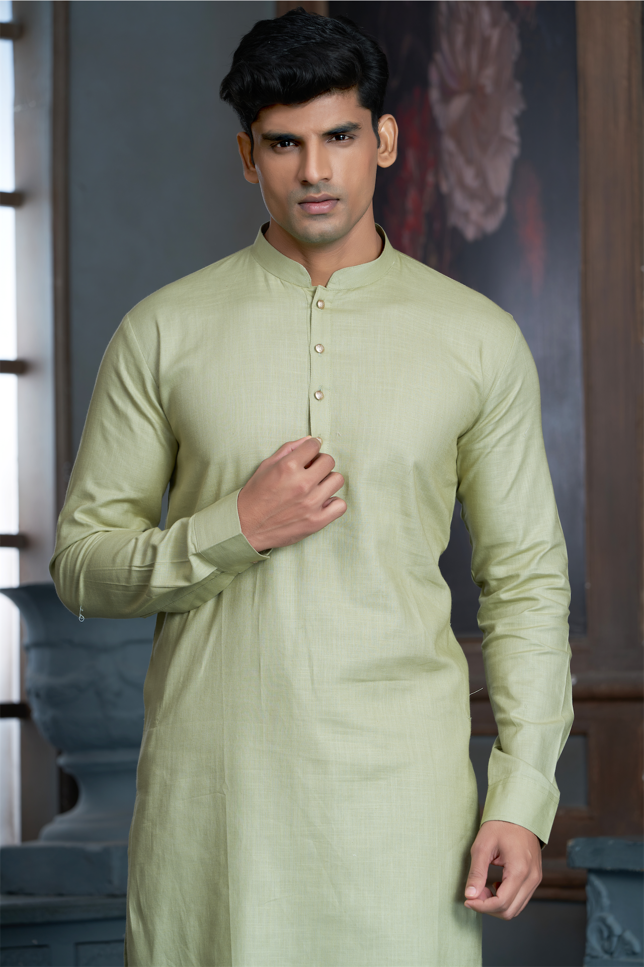 Pista Green Pure Cotton Kurta with Matching Bottom
