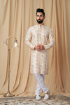 Gold Art Silk Sequence and Embroidered Kurta Pyjama