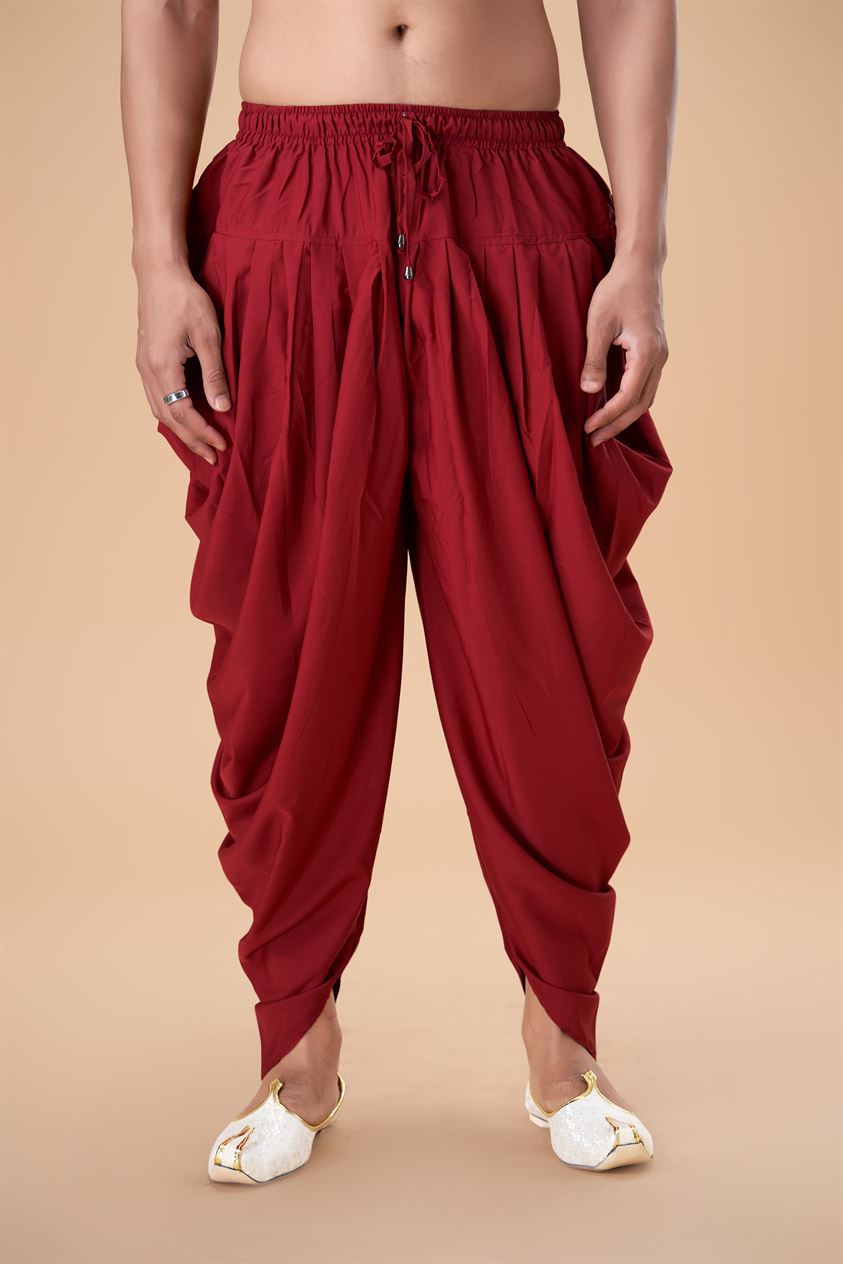Maroon Cotton Peshawari Plain Bottom