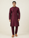 Wine Art Silk Plain Kurta Set Festive Wear