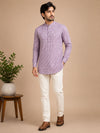 Lavender Linen Printed Short Kurta