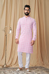 Pink Georgette Embroidered Kurta Pyjama