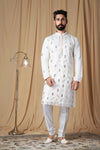 Off White Muslin Mirror and Embroidered Kurta Pyjama