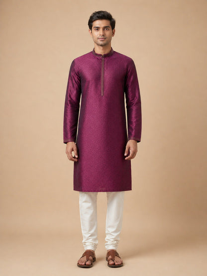 Maroon  Art Silk Jaquard Kurta Set Festive Wear