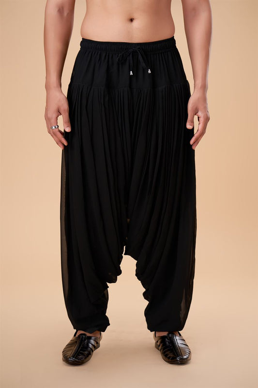Black Georgette Afghani Plain Bottom