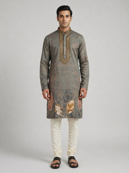 Mehendi   Art Silk  Foil Printed Kurta Set Festive Wear