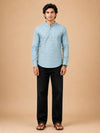 Mint Green Linen Printed Short Kurta