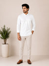White Plain Cotton Short Kurta