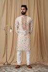 Off White Muslin Mirror and Embroidered Kurta Pyjama