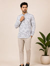 Green Linen Printed Short Kurta