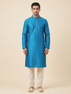 Turquoise Blue  Art Silk Jaquard Kurta Set Festive Wear