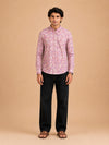 Onion Pink Linen Printed Short Kurta