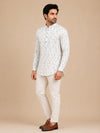 White Cotton Printed Short Kurta