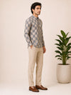 Beige Cotton Printed Short Kurta