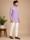 Lavender Linen Printed Short Kurta