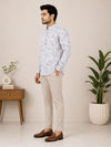 Green Linen Printed Short Kurta