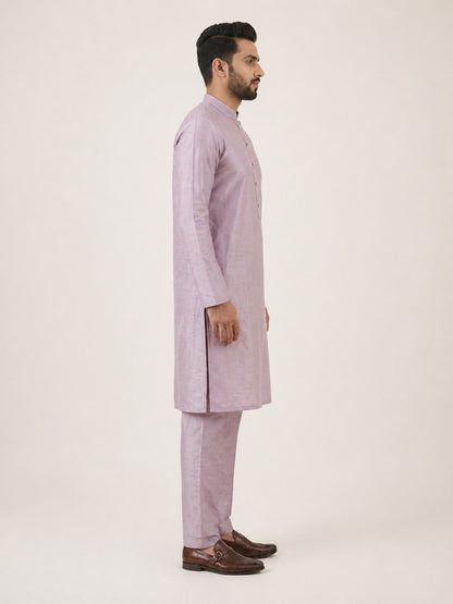 Lavender Art Silk Plain Kurta Set Festive Wear