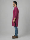 Dark Pink Art Silk Plain Long Kurta for Casual Wear