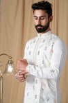 Off White Muslin Mirror and Embroidered Kurta Pyjama