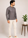 Slate Grey Cotton Printed Short Kurta
