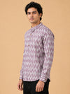 Lavender Linen Printed Short Kurta