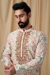 Off White Muslin Mirror and Embroidered Kurta Pyjama